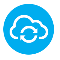 Icon representing Bluetooth devices syncing with cloud software.