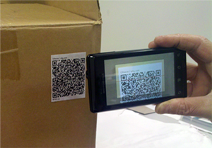 Smartphone scanning a QR code