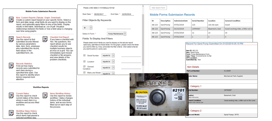 QR Mobile Data records filtered for a custom report.